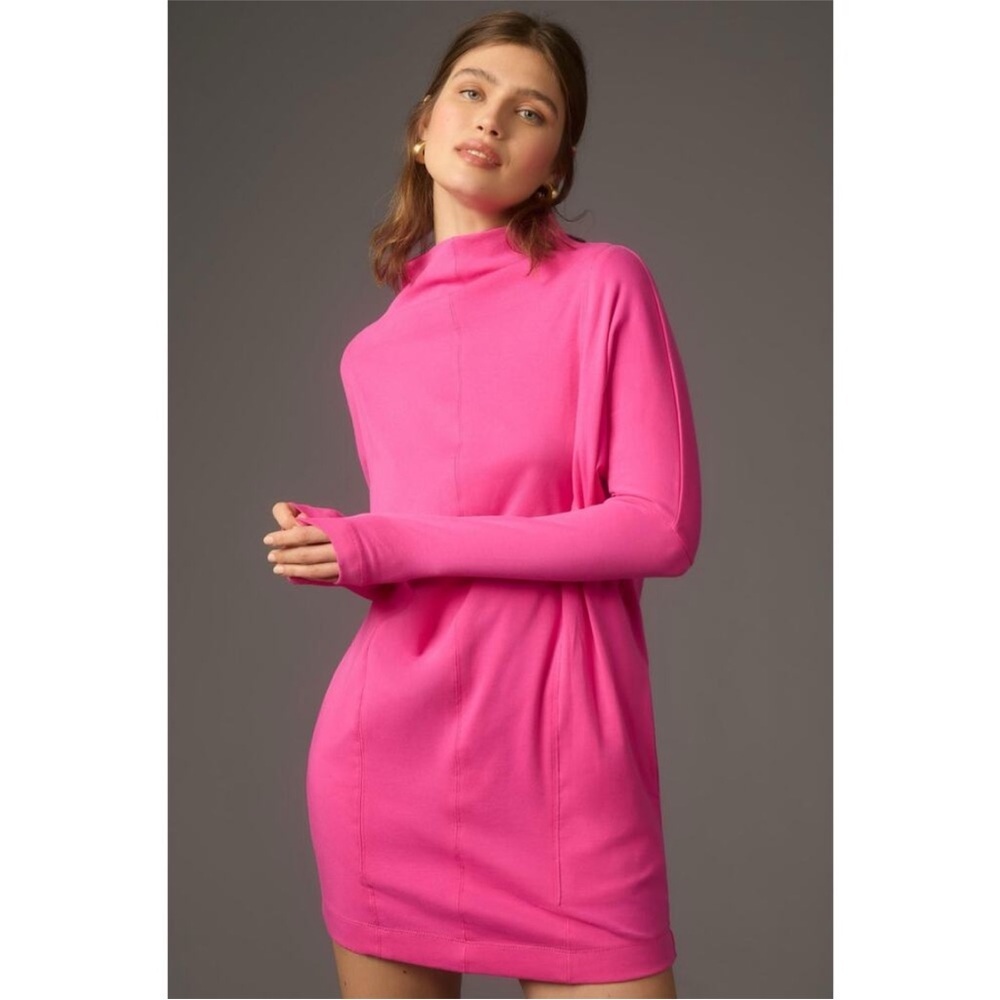 Anthropologie Daily Practice Mock Neck Knit Mini Dress Pink